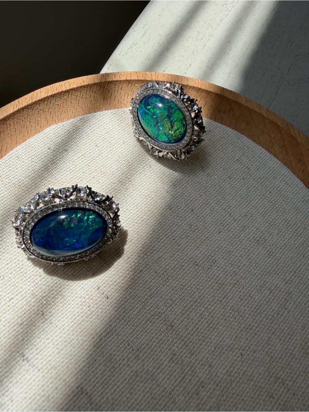 Sterling Silver Blue-Green Opal Oval Clip-On Earrings with 925s silver posts